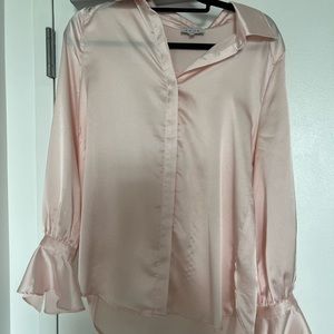 Pink long sleeve satin shirt